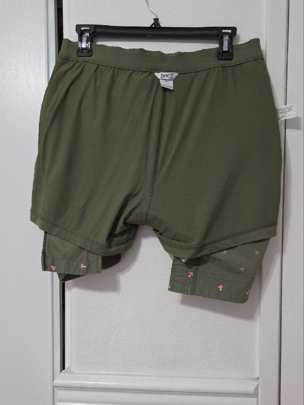 Duluth Trading Co Olive Green Mini Skirt with Pink Floral Print - Picture 5 of 9